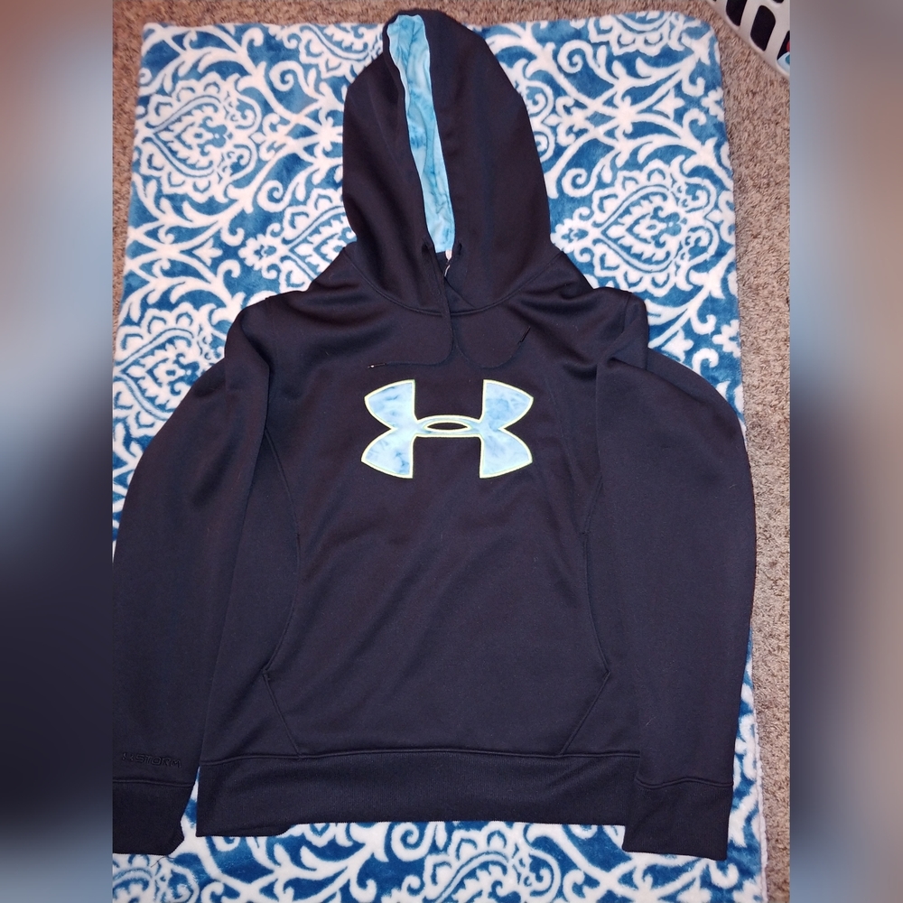 Under Armour hoodie. Size Large. Blue outlined in florescent yellow.